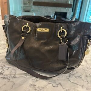 Coach Purse Patent Leather Chocolate Brown Shoulder Bag